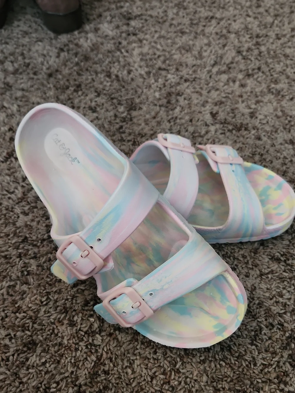 Cat & Jack Pastel Tie-Dye Buckle Slide Sandals
